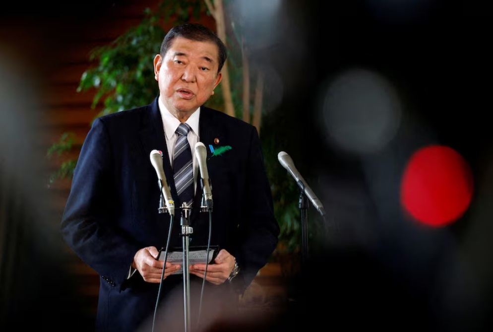 日本首相石破茂在日本谈判代表于白宫就美国关税问题举行部长级会谈后，于日本东京首相官邸对记者发表讲话 ...